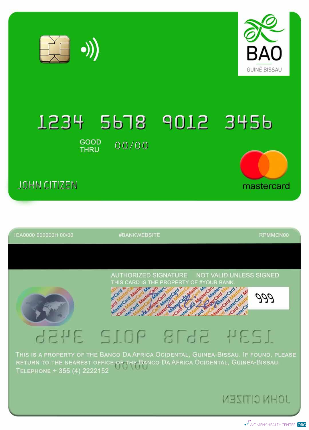 Download Guinea Bissau Banco Da Africa Ocidental mastercard Photoshop template